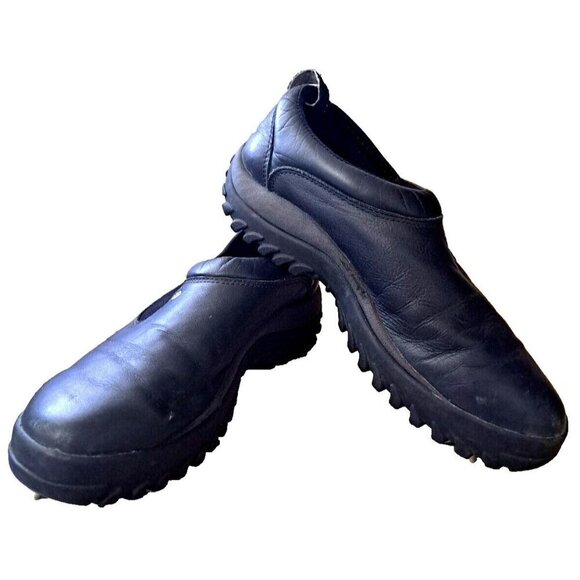 Salomon ContraGrip Men's 8 Black Leather Slip-In Work Shoe FLAWS - Picture 1 of 13